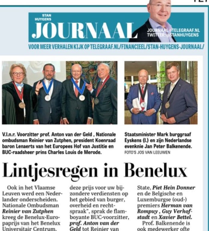 Uitreiking BeNeLux-Europa-Prijs in Telegraaf